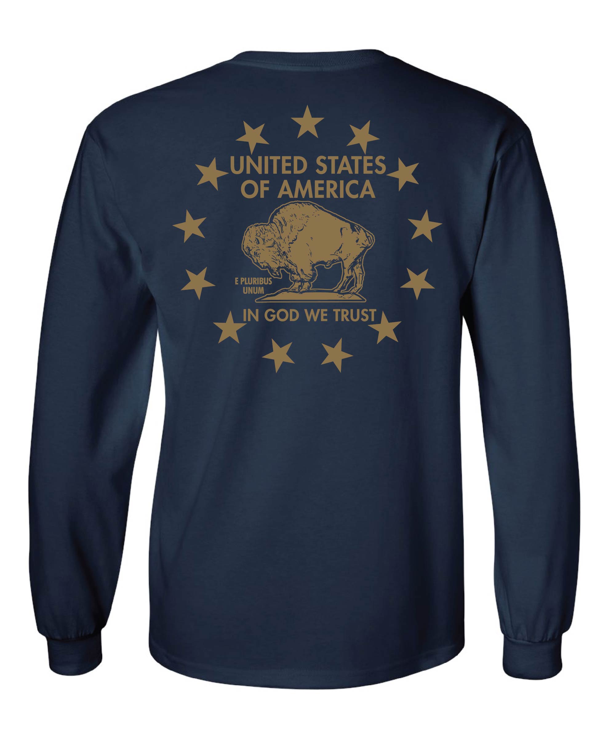 American Buffalo - God We Trust - Longsleeve T-Shirt - Blue