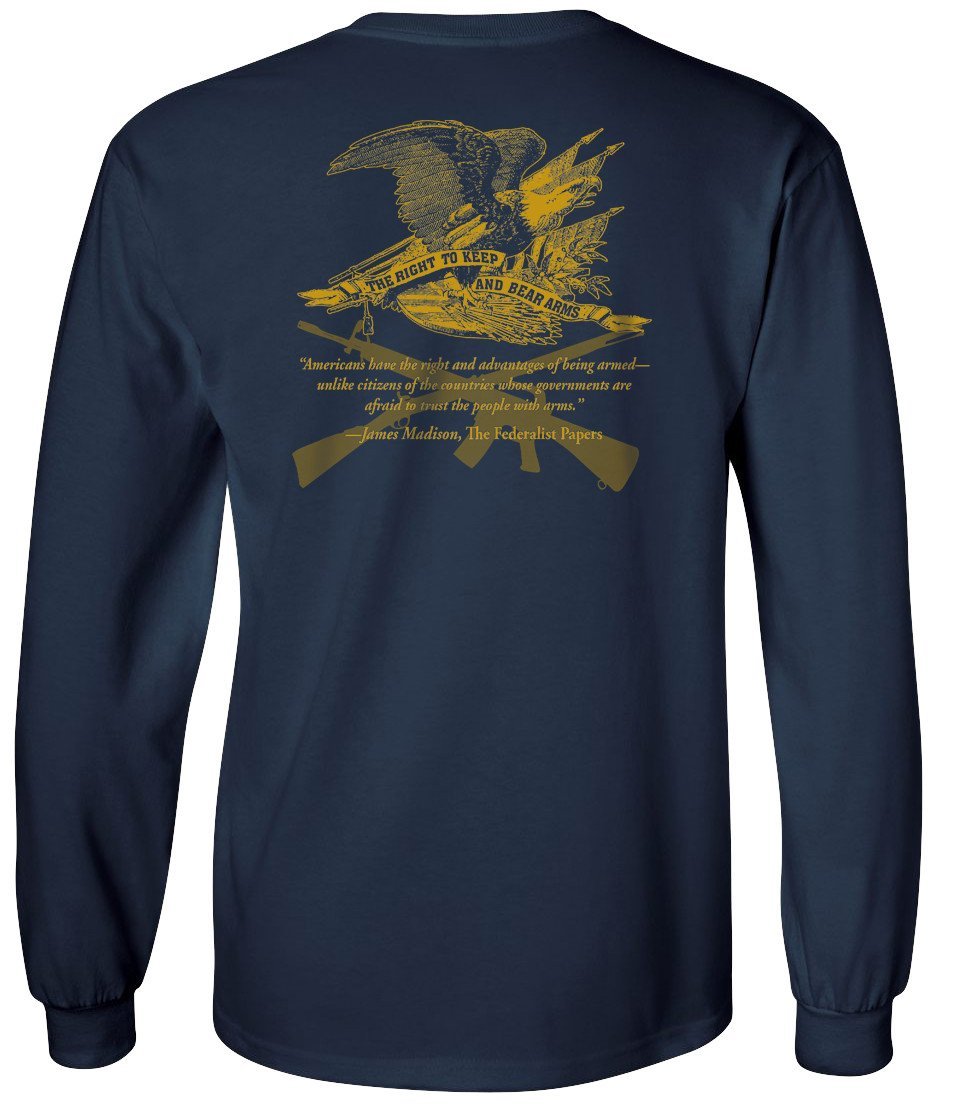 Right to Bear Arms Longsleeve T-Shirt - Blue and Gold
