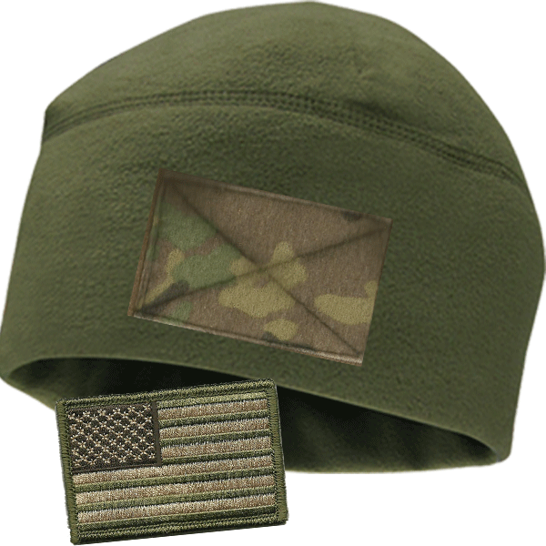 OD Watchcap with Camo loop & Free Multitan Flag Patch