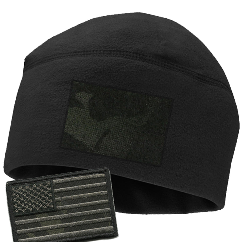 Black Watchcap with Camo loop & Free Multicam-Black Flag Patch