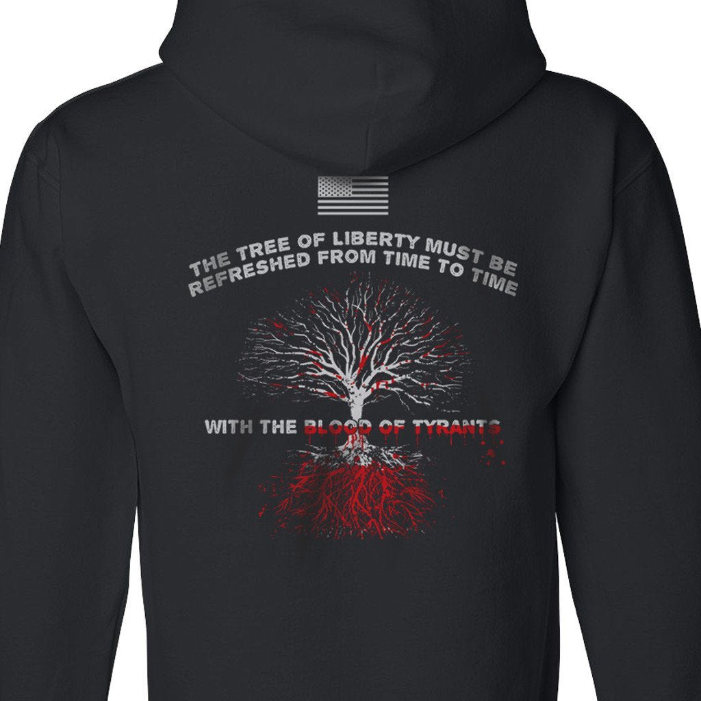 Black Sic Semper Tyrannis Hooded Sweatshirt - Blood Of Tyrants Liberty Tree