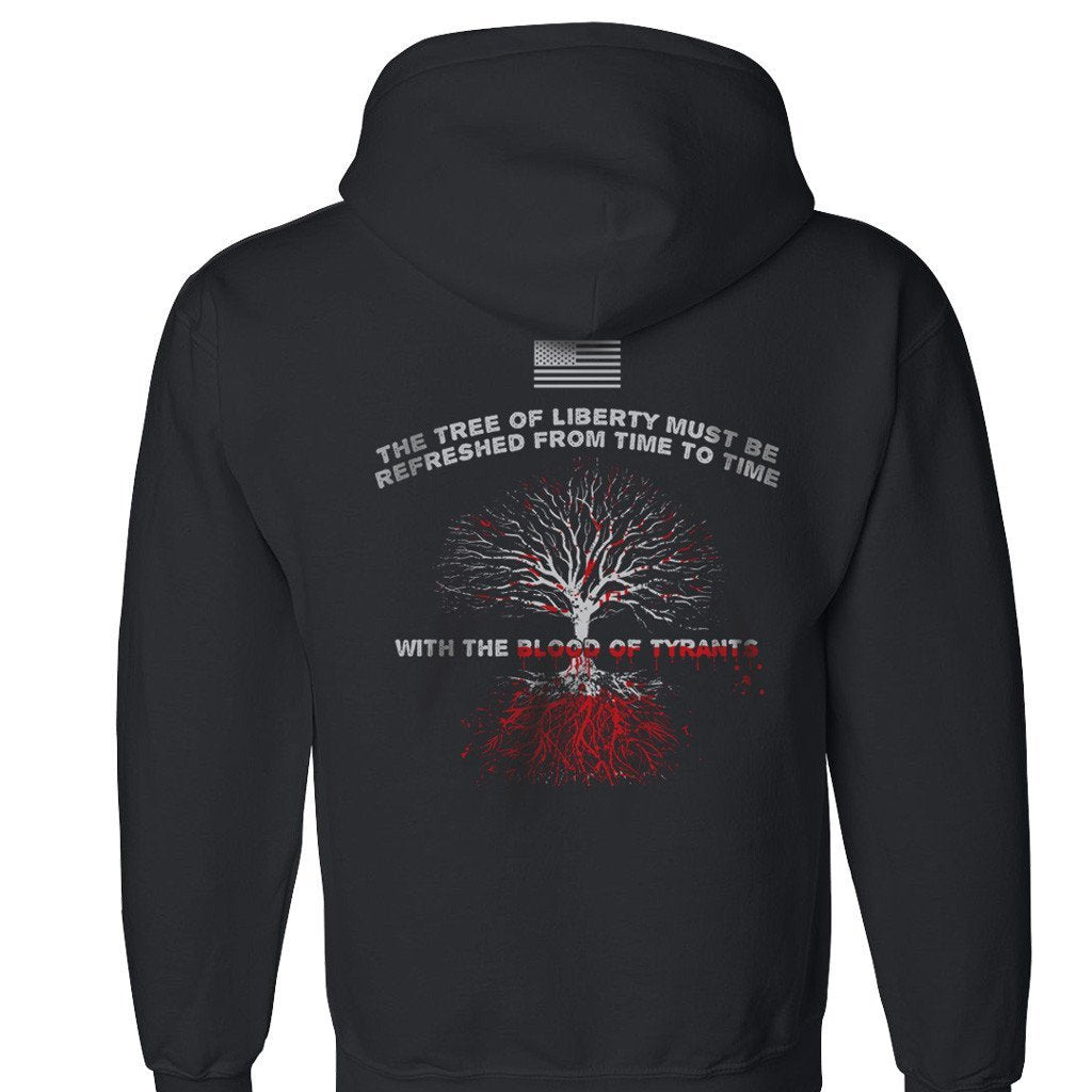Black Sic Semper Tyrannis Hooded Sweatshirt - Blood Of Tyrants Liberty Tree
