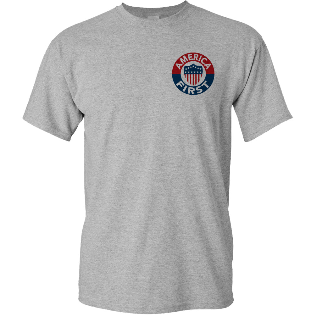 America First! - Athletic Grey T-Shirt 100% Made in USA