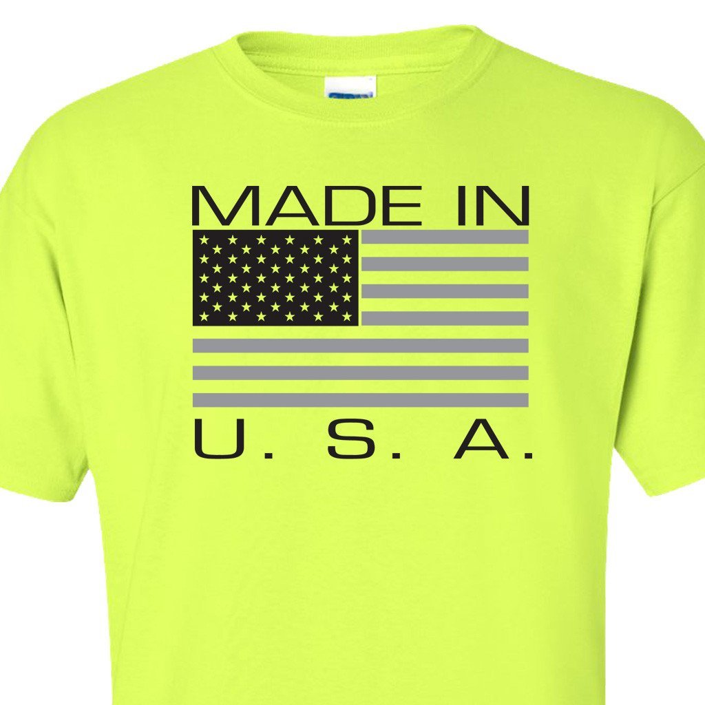Made in USA - Safety Green HiVIS 50/50 blend T-shirt
