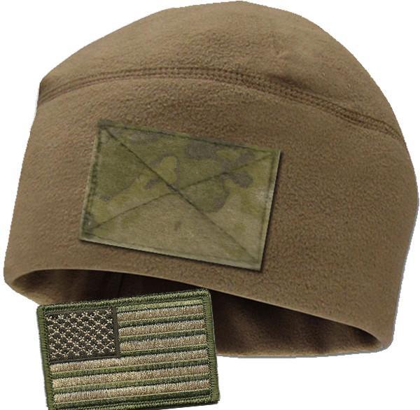 Coyote Watchcap with Camo loop & Free Multitan Flag Patch