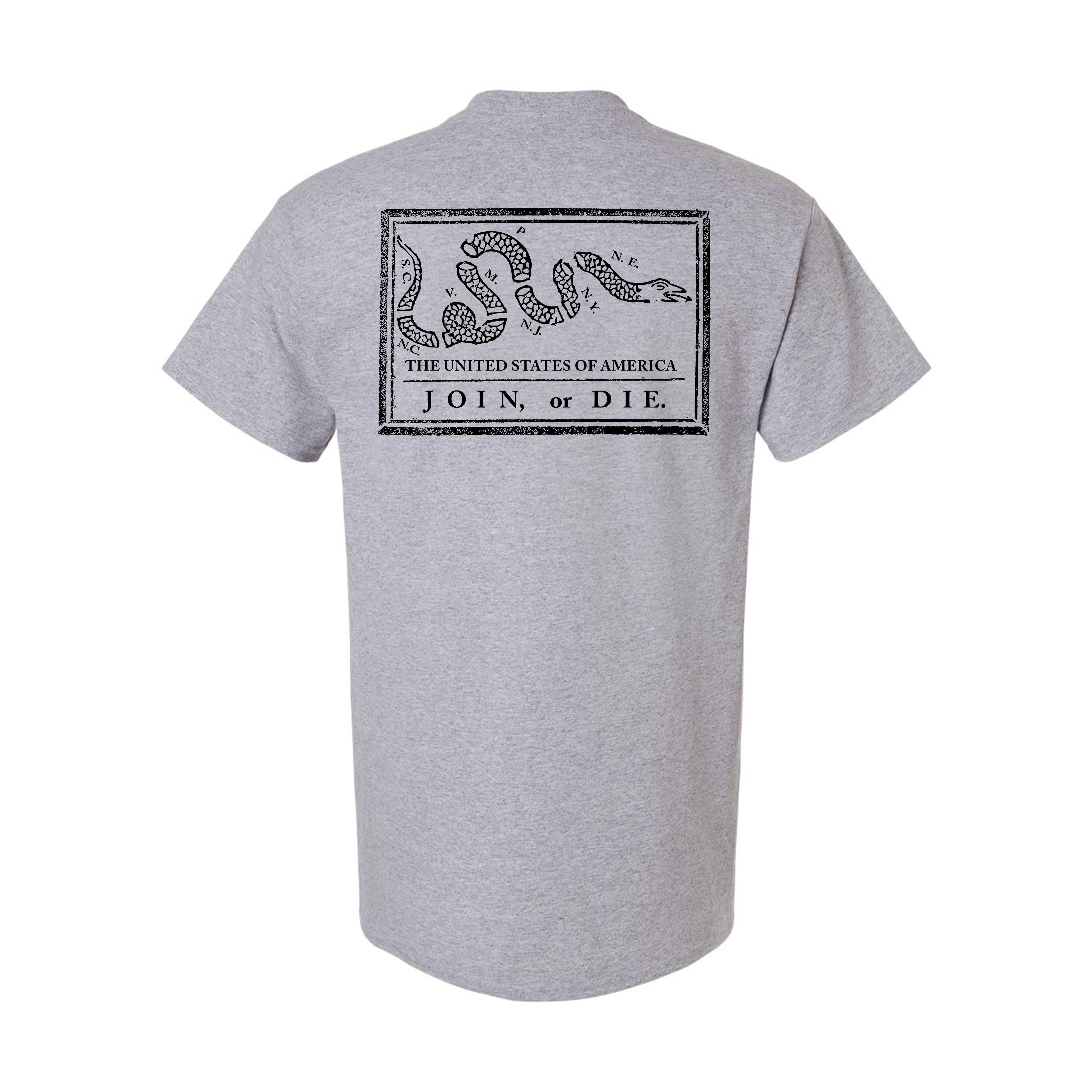 Join or Die T-Shirt - Ben Franklin Woodcut
