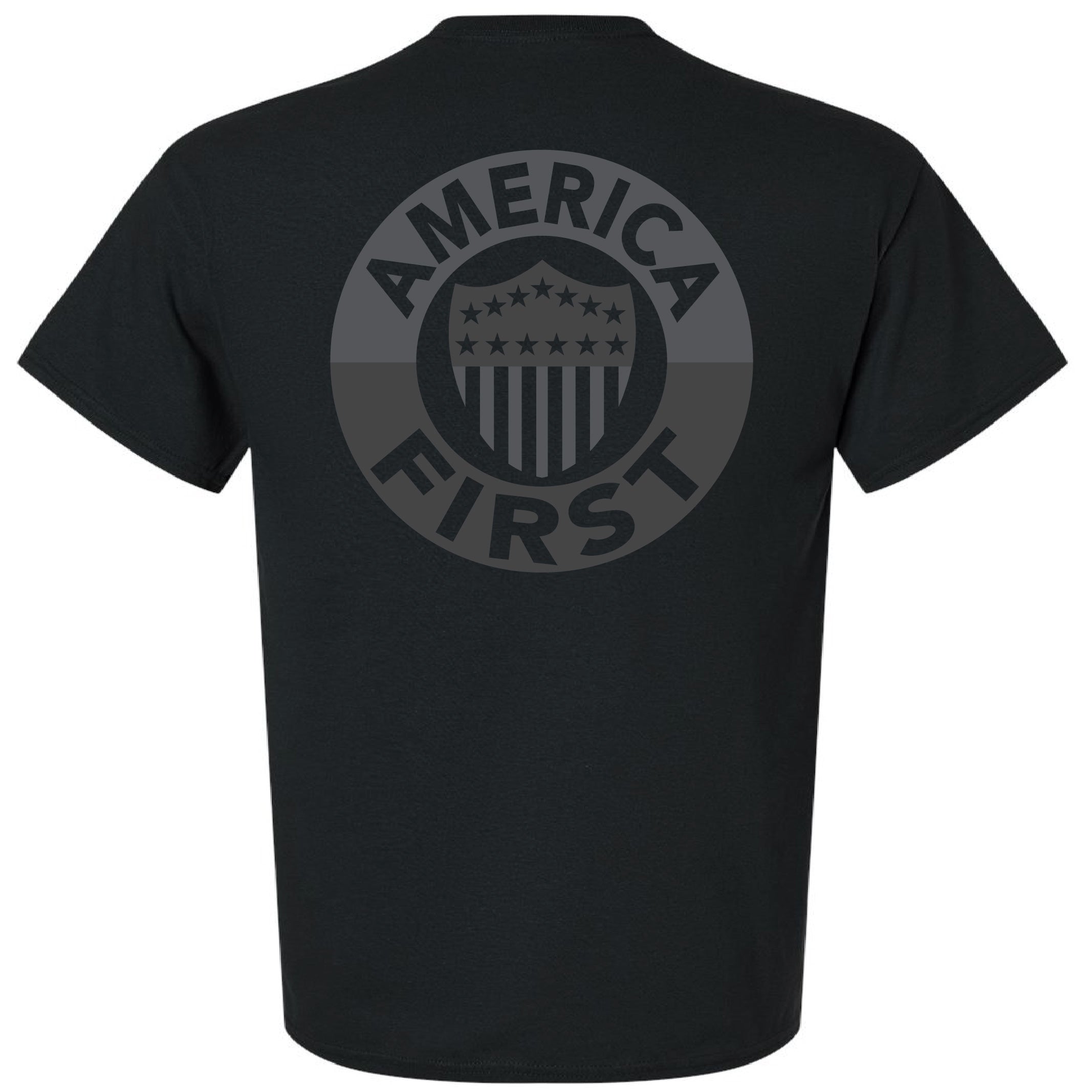 America First! - Black T-Shirt 100% Made in USA