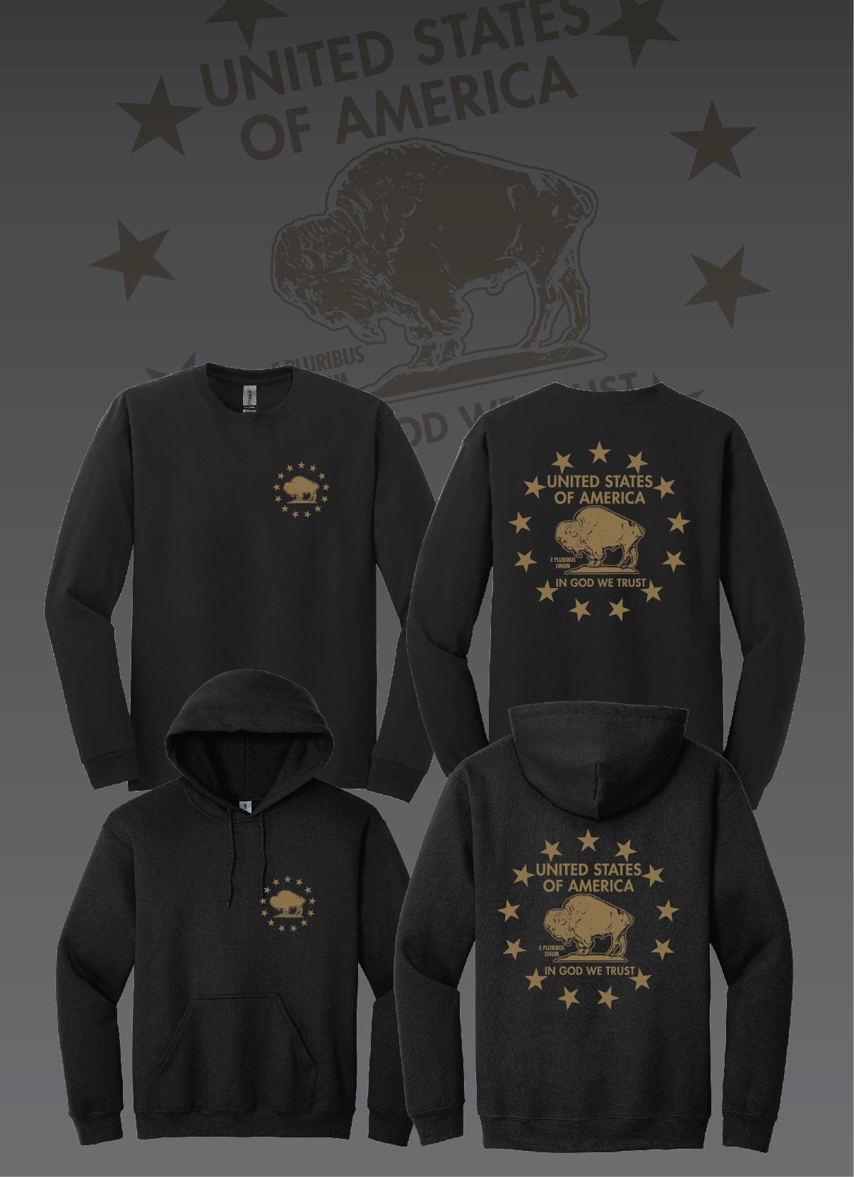 American Buffalo - Hooded Sweatshirt - Black