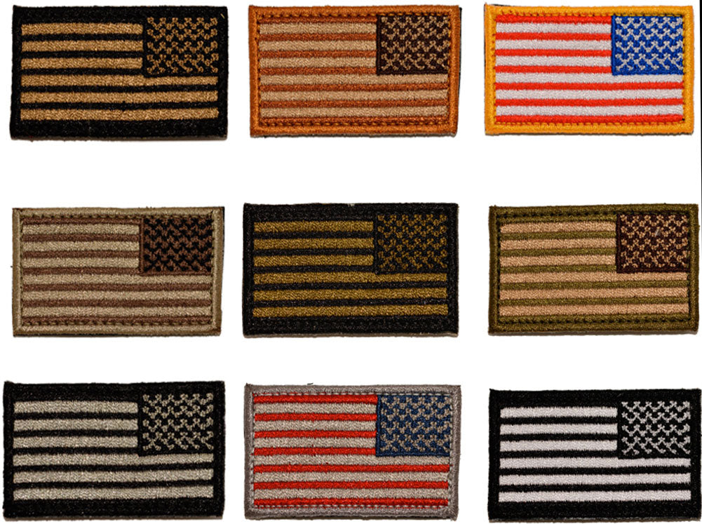 Reverse Mini USA Flag Patches - 1.5 x 2 - Reverse