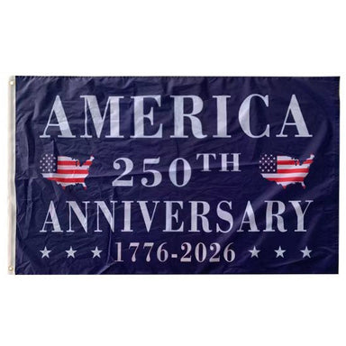 Flag celebrating America's 250th anniversary with stars and stripes design.