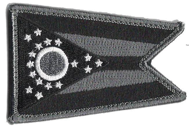 Ohio State Flag Patch - Hook Fastener Backing, Embroidered Applique For Hats & Bags