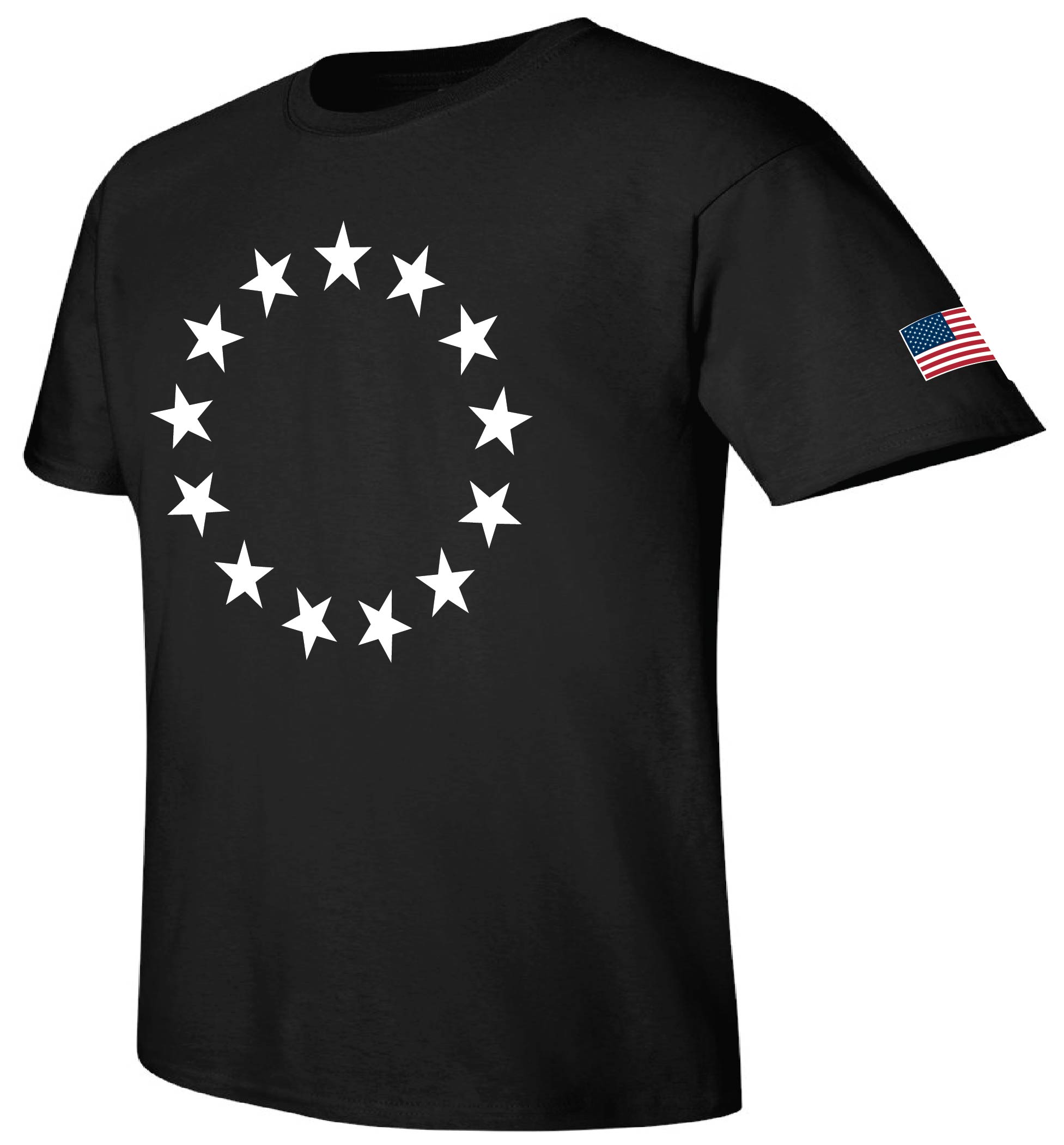 Betsy Ross & USA Flag T-Shirt- 100% USA - Black
