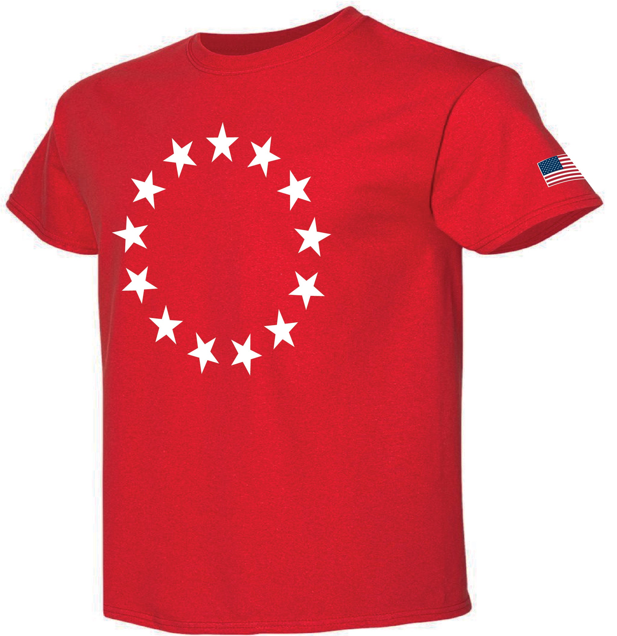 Betsy Ross & USA Flag T-Shirt- 100% USA - Red