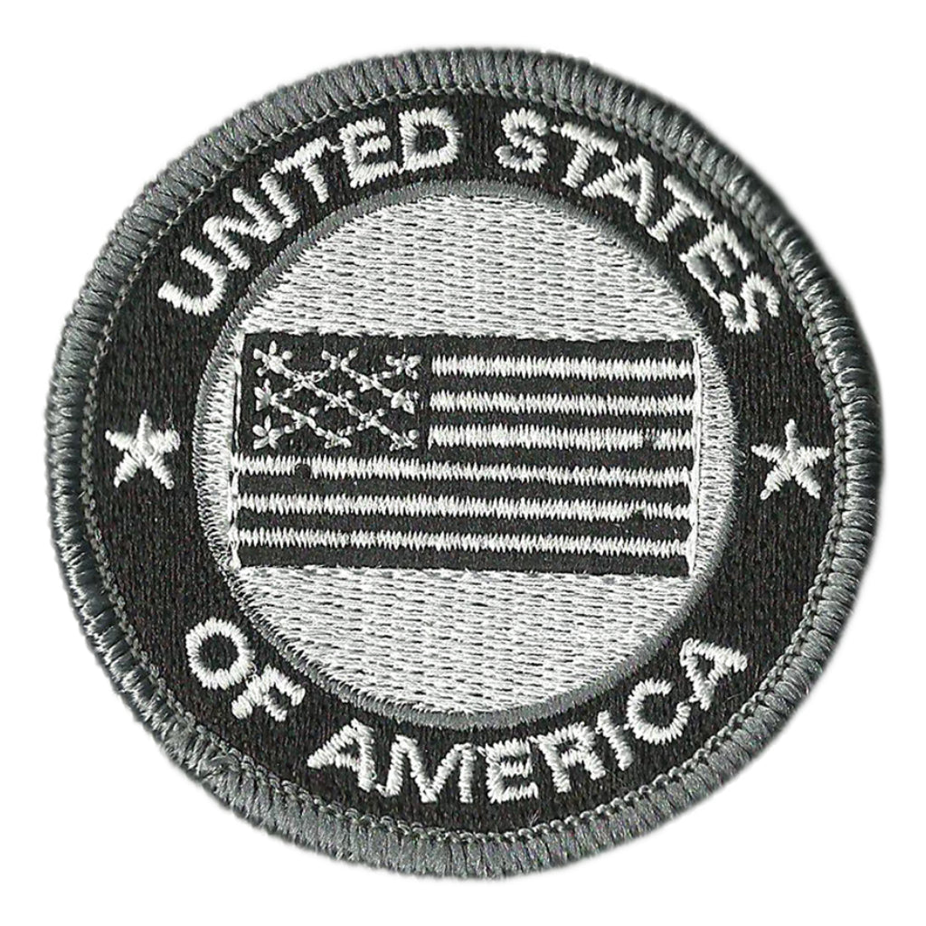 American Flag Black & White Reverse Iron-On Patch – Embroidered USA, Made In USA