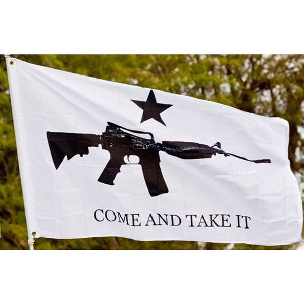 2x3 Foot 'Come And Take It' AR-15 Flag - White With Grommets, 100% Polyester, USA Theme