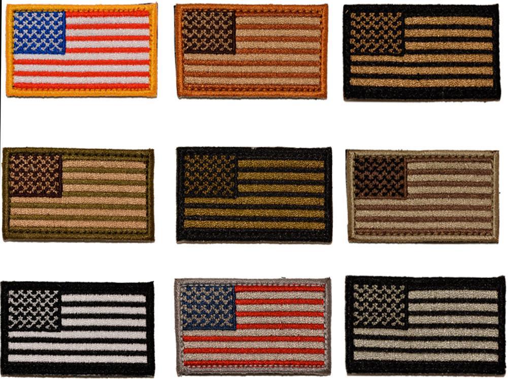Tactical US American Flag Patch (with Velcro) Subdued Olive Drab 2 x 3 3/8