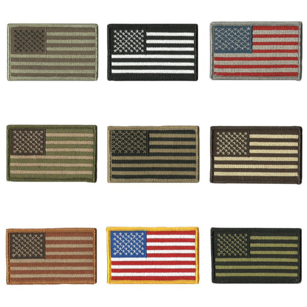 USA Flag Embroidered Velcro Shoulder Patch Black - 3.5 x 2 Standard (Left  Shoulder) 