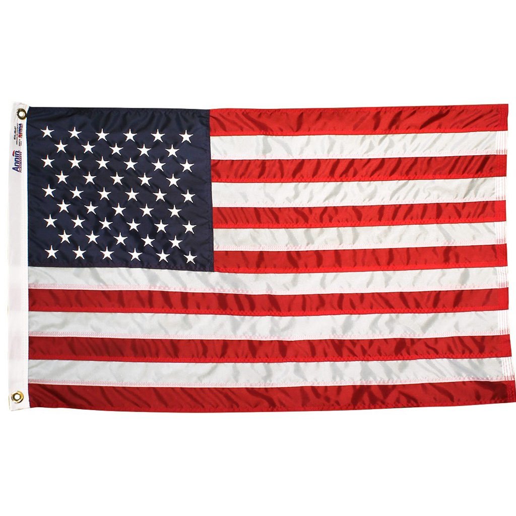 Trade Winds 3x5 FT American USA Flag – Nylon, Embroidered Stars, Fringe, Brass Grommets